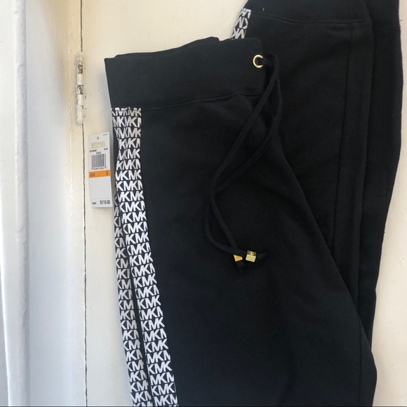 Michael Kors MK Logo Joggers Sweatpants Black NWT - Picture 1 of 7